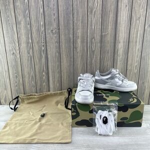 BAPE Shoes Women's Size 6 SK8 STA #5 Low A Bathing Ape Grey White Sneakers 93